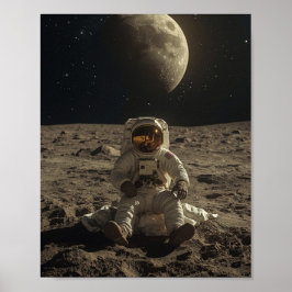月面に座る宇宙飛行士 ポスター