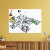 月面に未来的な基盤のイラストレーション キャンバスプリント (インサイチュ (リビング))