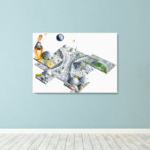 月面に未来的な基盤のイラストレーション キャンバスプリント (インサイチュ (ウッドフロア))