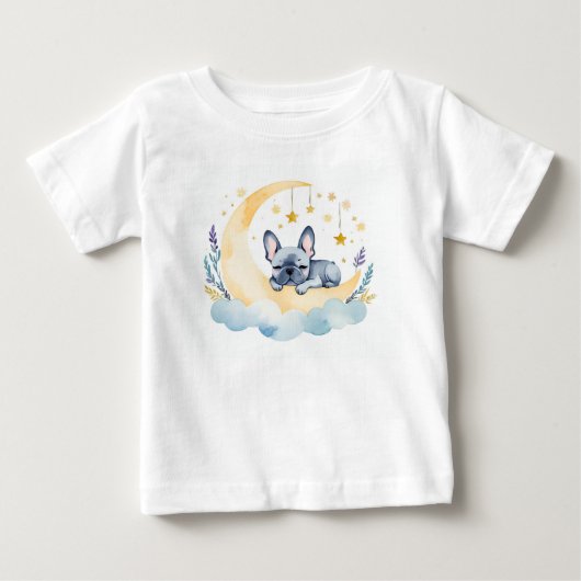 月面のキュートなパピー・フレンチブルドッグ - ベビーTシャツ (正面)