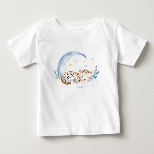 月面のキュートな赤ちゃんヒョウ – ベビーTシャツ (正面)