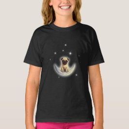 月面のパグ Tシャツ