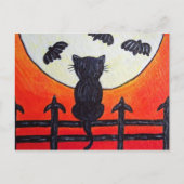 月面のフェンスの上のこうもり ポストカード (正面)