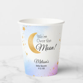 月面のベビーシャワーパーティーの上に夢のようなピンクブルー 紙コップ