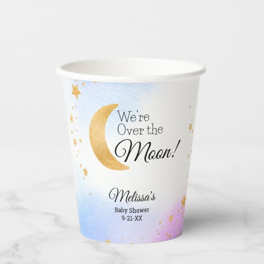 月面のベビーシャワーパーティーの上に夢のようなピンクブルー 紙コップ (正面)