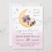 月面の夢を見るアライグマの女の子のsipと参照 招待状 (正面)