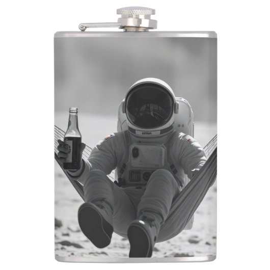月面の宇宙飛行士とビール フラスク (正面)