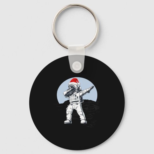 月面の宇宙飛行士ダブオンザムーン宇宙クリスマスグラフィック キーホルダー (正面)