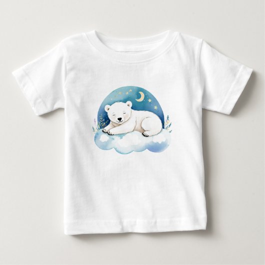 月面の愛らしい赤ちゃんホッキョクグマ – ベビーTシャツ (正面)