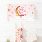 月面の星空ピンクの金ゴールドベビーガールシャワー 横断幕 (インサイチュ)