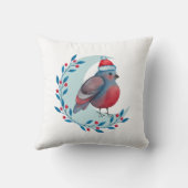 月面の水色クリスマスブルーバード クッション (裏面)