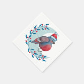 月面の水色クリスマスブルーバード スタンダードカクテルナプキン (角)