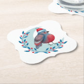 月面の水色クリスマスブルーバード ペーパーコースター (アングル)