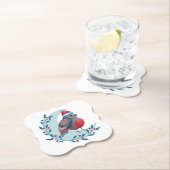 月面の水色クリスマスブルーバード ペーパーコースター (インサイチュ)