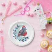 月面の水色クリスマスブルーバード ペーパープレート (パーティー)