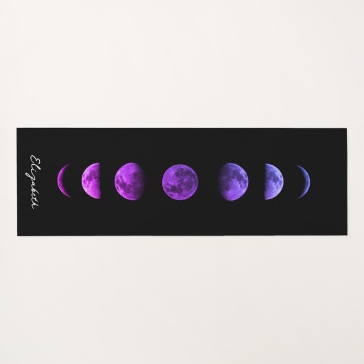 月面の紫色の月相の天パーソナライズされた色 ヨガマット (裏面(横))