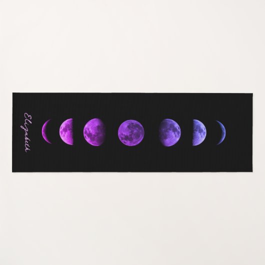 月面の紫色の月相の天パーソナライズされた色 ヨガマット (正面(横))