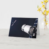 月面の門に近づくドラゴンxl宇宙船。 カード (黄色い花)