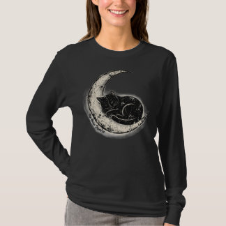 月面の黒猫Tシャツ Tシャツ