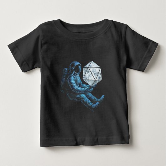 月面サイコロを持つ宇宙飛行士 ベビーTシャツ (正面)