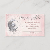 月面ピンクの赤ちゃんシャワーおむつラッフルカード エンクロージャーカード (正面)