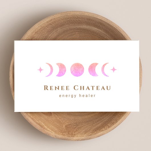 月面ピンクグラデーションムーンフェイズ霊気開業医 名刺
