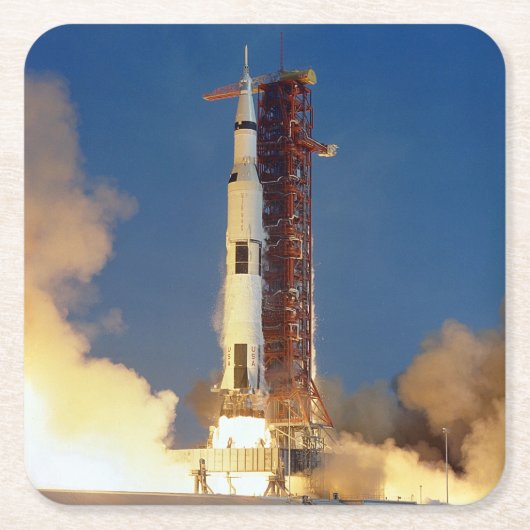 月面ミッション宇宙船地上ビュー スクエアペーパーC スクエアペーパーコースター (正面)