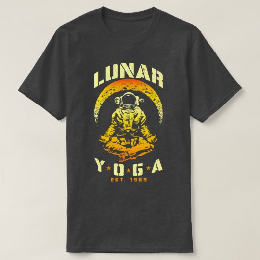 月面ヨガ宇宙飛行士三日月宇宙科学M Tシャツ (デザイン正面)