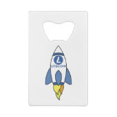 月面ロケットに向かってライトコイン クレジットカード栓抜き (裏面)