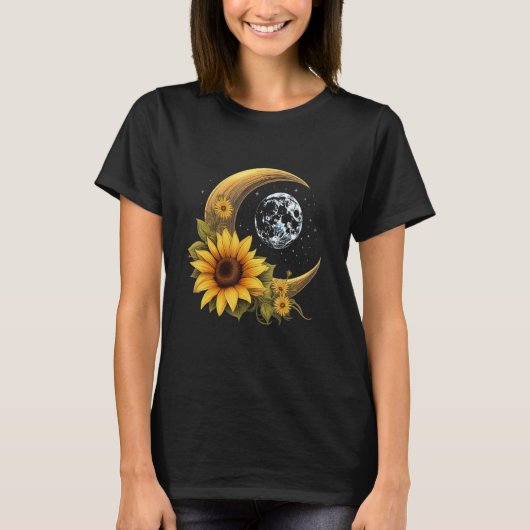月面抱擁ひまわりスターバスト Tシャツ (正面)