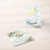 月面男女兼用に水色のテディベア スクエアペーパーコースター (インサイチュ)