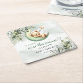 月面男女兼用に水色のテディベア スクエアペーパーコースター (アングル)