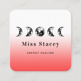 月面相エネルギーヒーラースピリチュアル赤グラデーション スクエア名刺