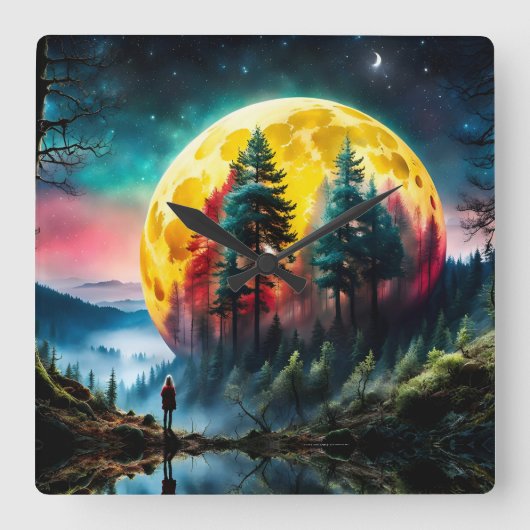 月面着陸 スクエア壁時計 (正面)