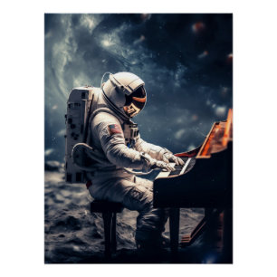 月面遊宇宙飛行士のピアノ ポスター