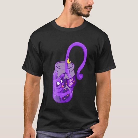 月顔猫の昼寝 - かわいい猫 Tシャツ (正面)