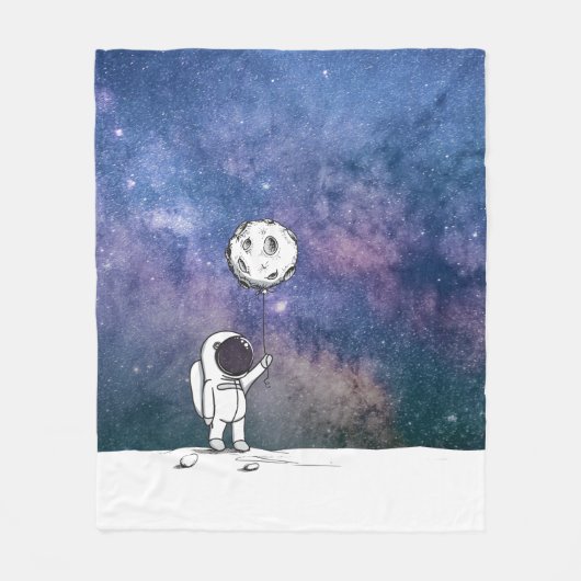 月風船コスモスの星と宇宙の宇宙飛行士 フリースブランケット (正面)