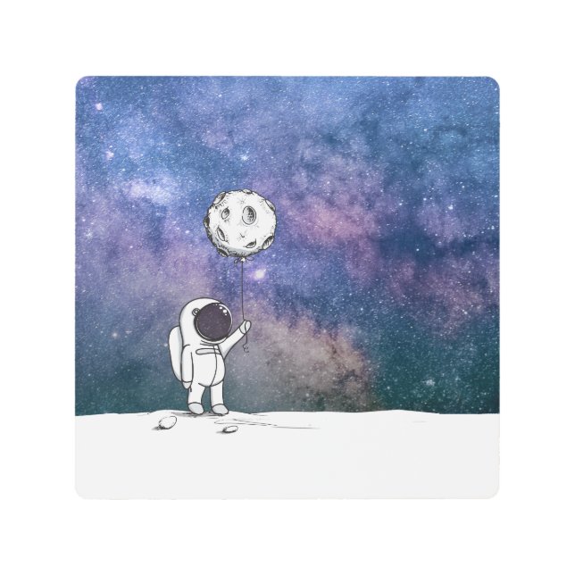 月風船コスモスの星と宇宙の宇宙飛行士 メタルプリント (正面)