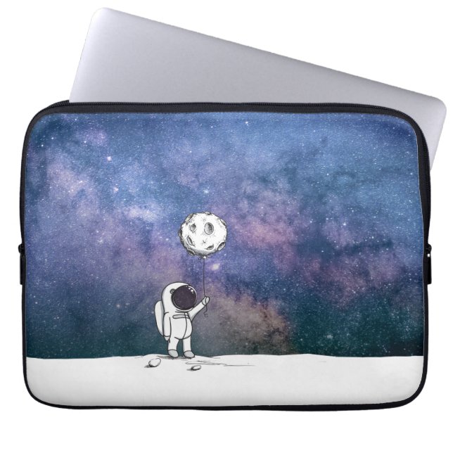 月風船コスモスの星と宇宙の宇宙飛行士 ラップトップスリーブ (正面)