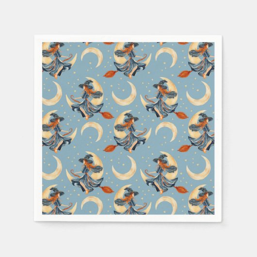 月飛んでいるの魔女 スタンダードカクテルナプキン (正面)