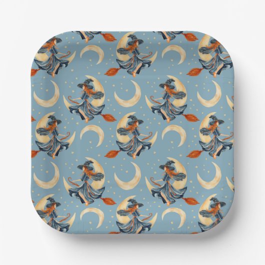 月飛んでいるの魔女 ペーパープレート (正面)