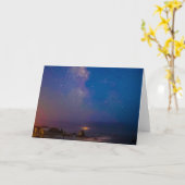 月食と天の川 |オレゴン、バンドンビーチ カード (黄色い花)