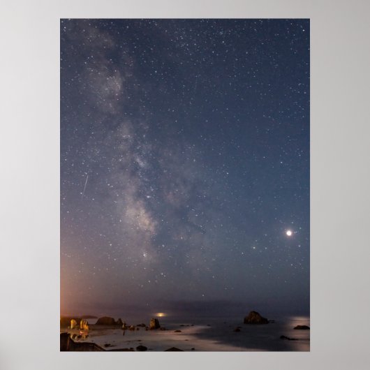 月食と天の川 |バンドンビーチオレゴン ポスター (正面)