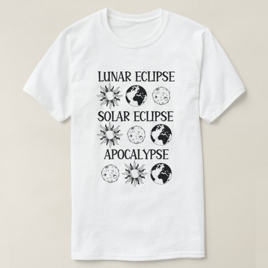 月食太陽の黙示録おもしろい宇宙 Tシャツ (デザイン正面)