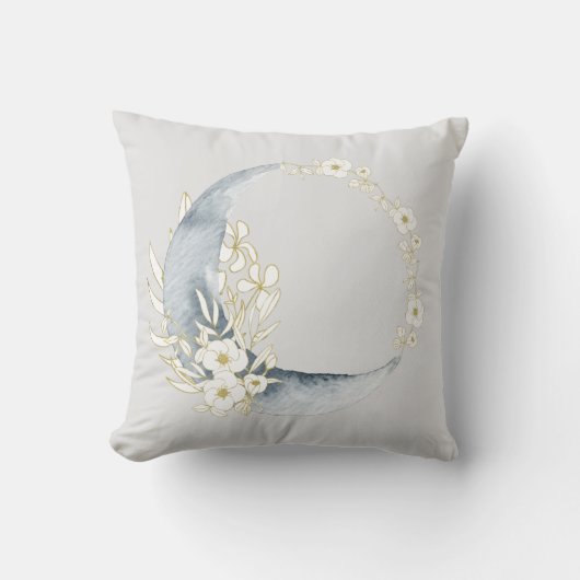月魔法三日月&フローラルパターン クッション (正面)