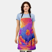 月鮮やか付き森 エプロン (着用した状態)
