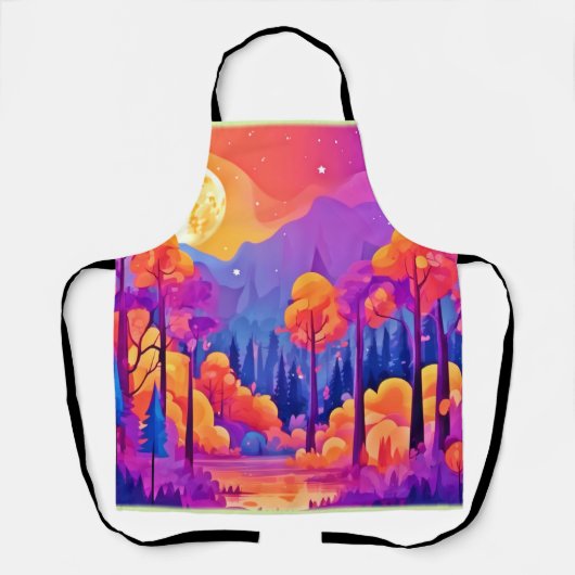 月鮮やか付き森 エプロン (正面)