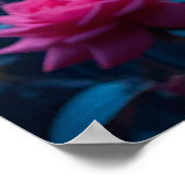 月鮮やか照の雨の庭のピンクのバラ ポスター (角)