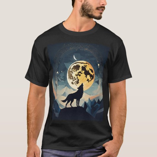 月鳴り声：オオカミTシャツ Tシャツ (正面)