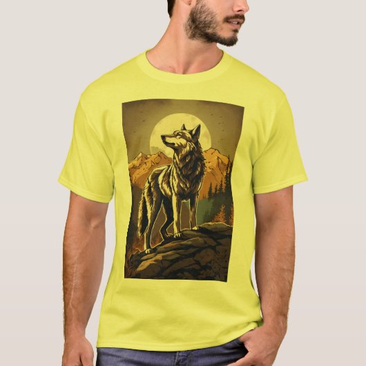 月鳴り声:オオカミTシャツ Tシャツ (正面)